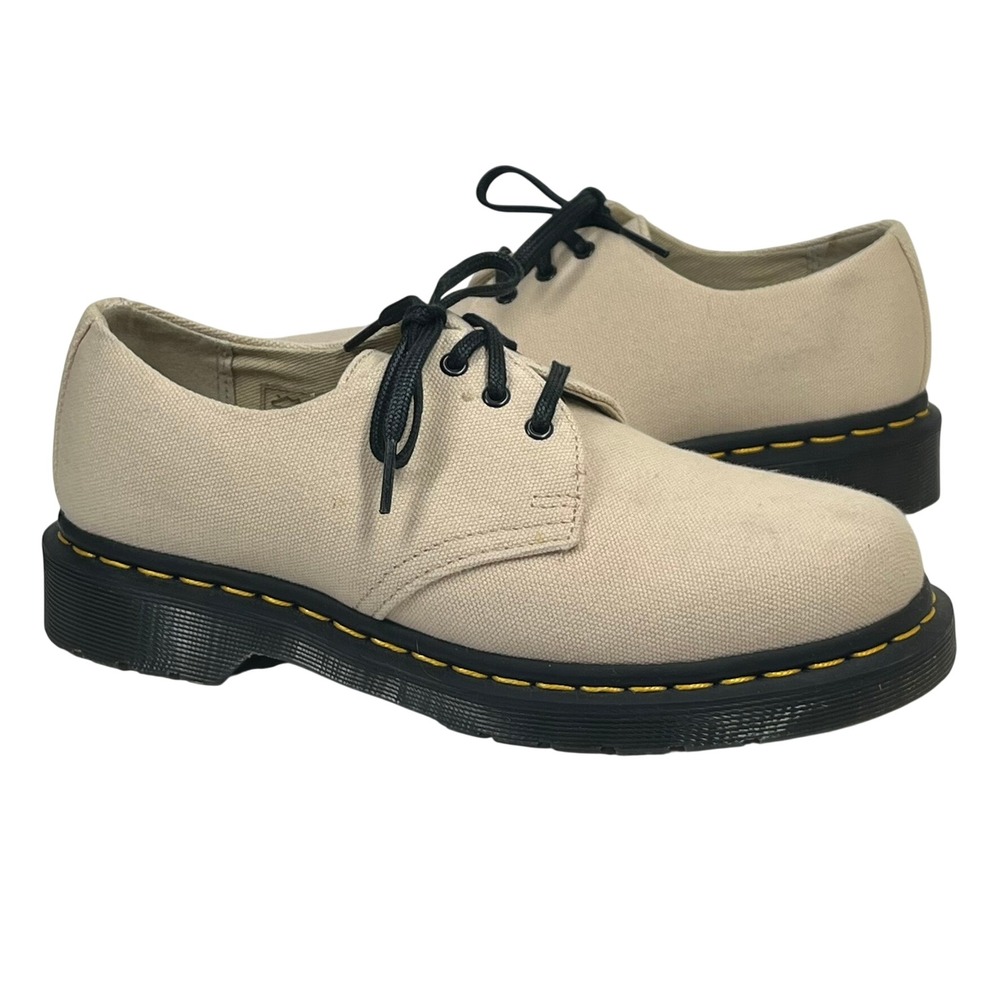 Dr. Martens 1461 Canvas Oxford Women 7 Beige Low Profile Lace Up Shoes 1461 Cork